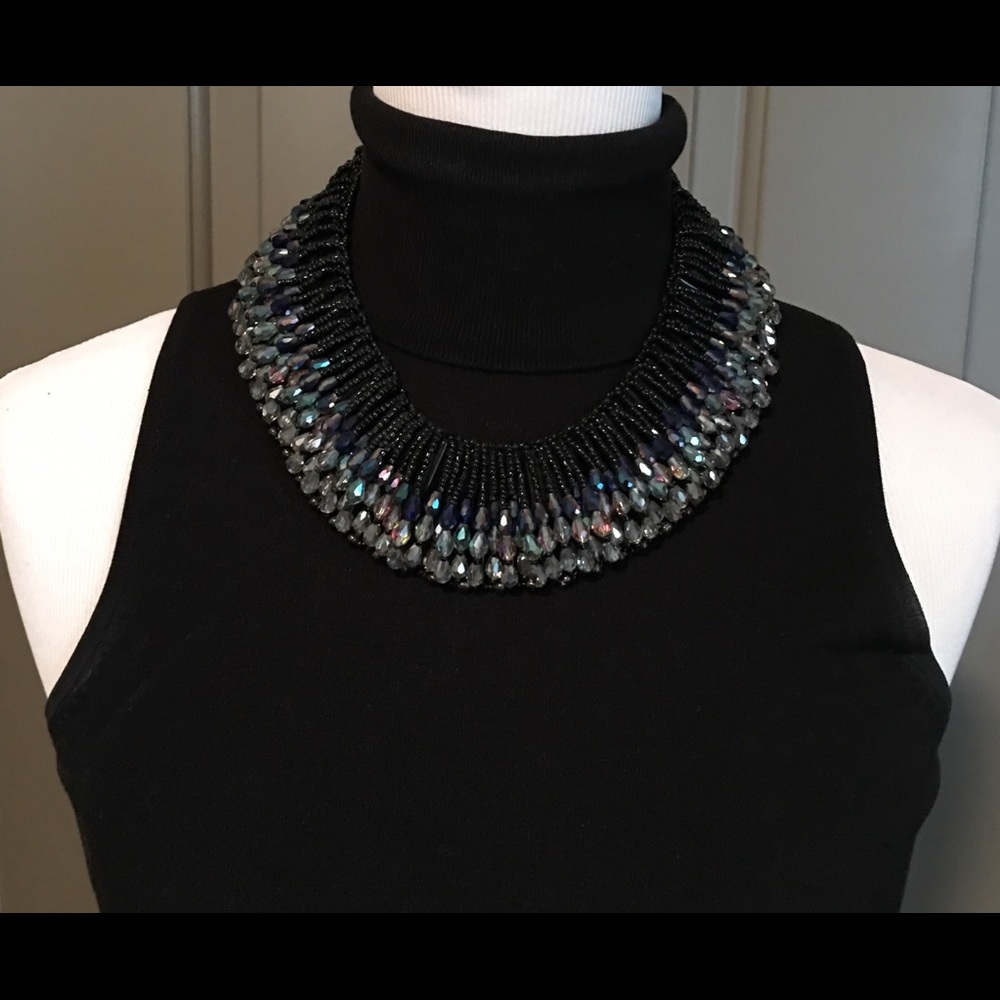 Black and Blue Crystal and Bead Necklace....